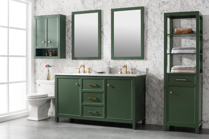 Legion Furniture WLF2160 Series 60” Double Sink Vanity in Vogue Green with Carrara Marble White Top