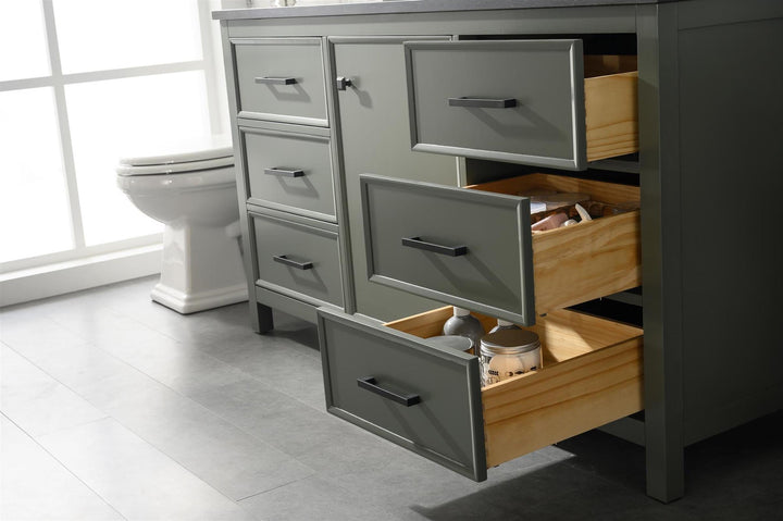 Legion Furniture WLF2160 Series 60" Single Sink Vanity in Pewter Green with Blue Limestone Top
