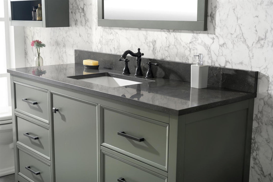 Legion Furniture WLF2160 Series 60" Single Sink Vanity in Pewter Green with Blue Limestone Top