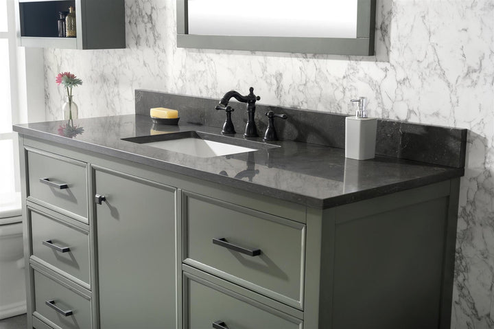 Legion Furniture WLF2160 Series 60" Single Sink Vanity in Pewter Green with Blue Limestone Top