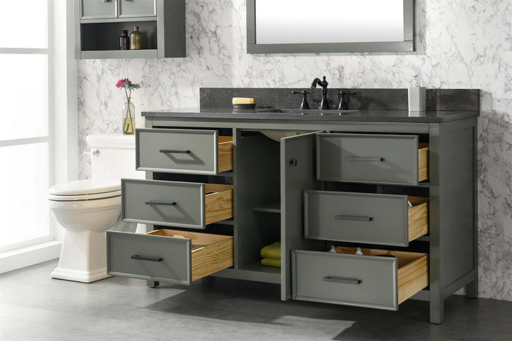 Legion Furniture WLF2160 Series 60" Single Sink Vanity in Pewter Green with Blue Limestone Top
