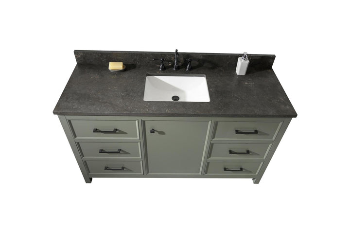 Legion Furniture WLF2160 Series 60" Single Sink Vanity in Pewter Green with Blue Limestone Top