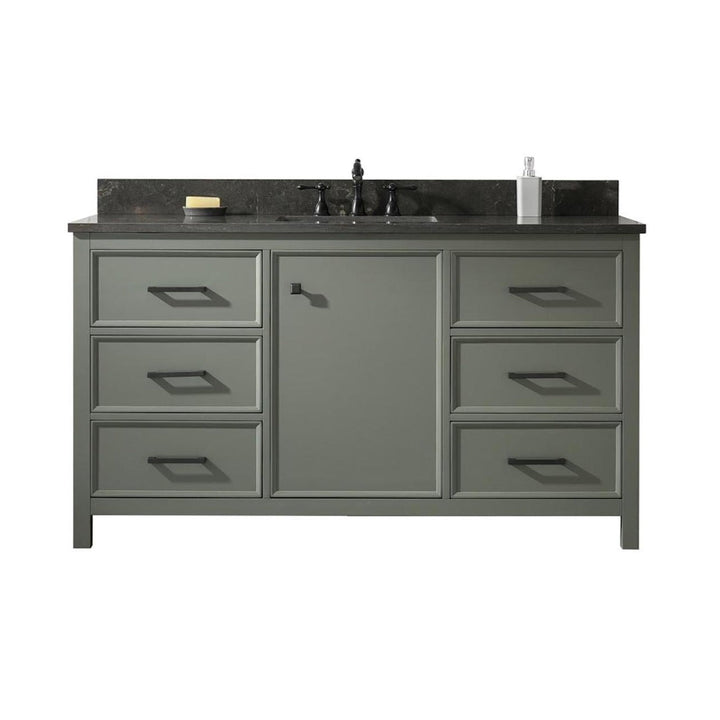 Legion Furniture WLF2160 Series 60" Single Sink Vanity in Pewter Green with Blue Limestone Top