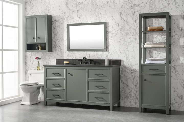 Legion Furniture WLF2160 Series 60" Single Sink Vanity in Pewter Green with Blue Limestone Top