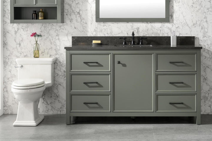 Legion Furniture WLF2160 Series 60" Single Sink Vanity in Pewter Green with Blue Limestone Top