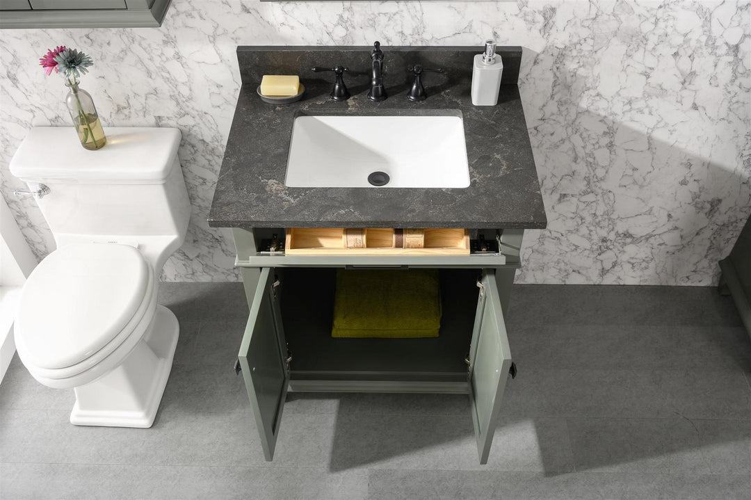 Legion Furniture WLF2230 Series 30" Single Sink Vanity in Pewter Green with Blue Limestone Top