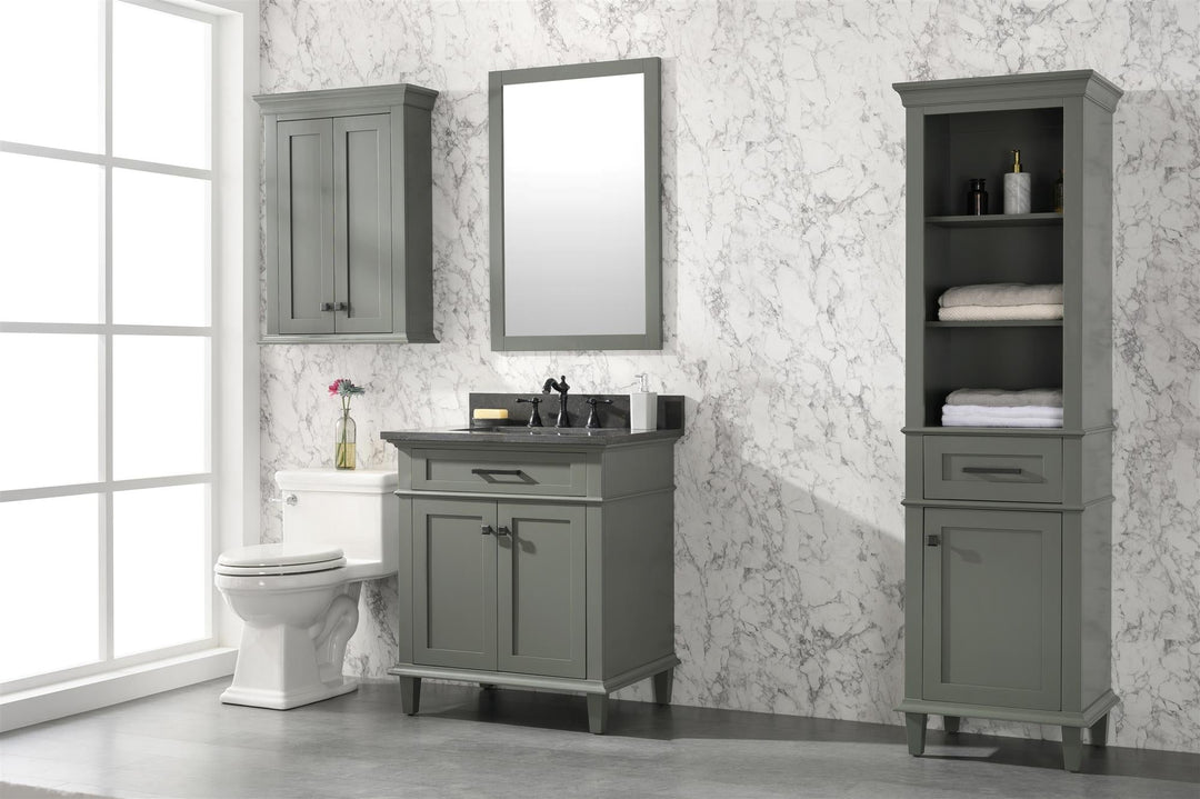 Legion Furniture 30" Pewter Green Finish Sink Vanity Cabinet with Blue Lime Stone Top - WLF2230-PG