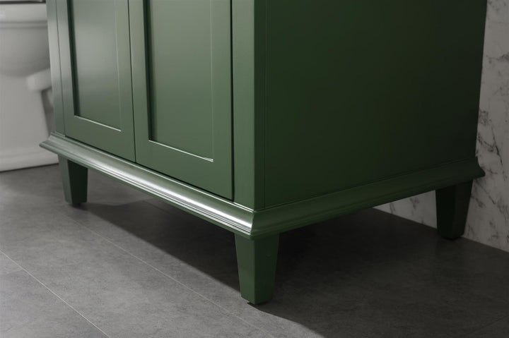 Legion Furniture WLF2230 Series 30" Single Sink Vanity in Vogue Green with Carrara Marble White Top