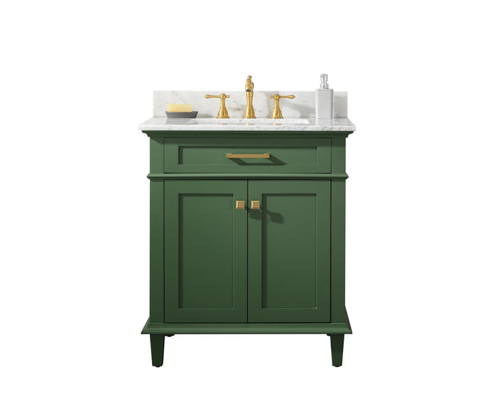 Legion Furniture WLF2230 Series 30" Single Sink Vanity in Vogue Green with Carrara Marble White Top