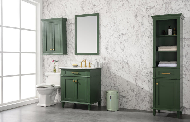 Legion Furniture WLF2230 Series 30" Single Sink Vanity in Vogue Green with Carrara Marble White Top