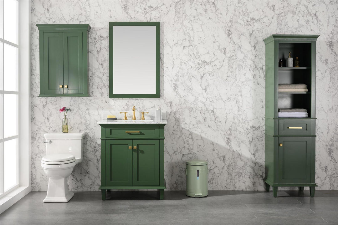 Legion Furniture WLF2230 Series 30" Single Sink Vanity in Vogue Green with Carrara Marble White Top