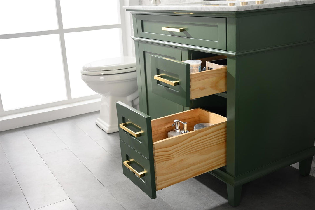 Legion Furniture WLF2236 Series 36” Single Sink Vanity in Vogue Green with Carrara Marble White Top