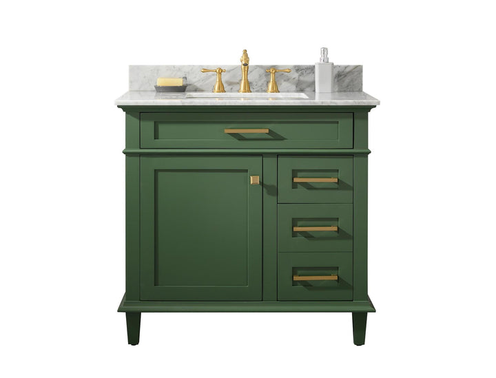 Legion Furniture WLF2236 Series 36” Single Sink Vanity in Vogue Green with Carrara Marble White Top