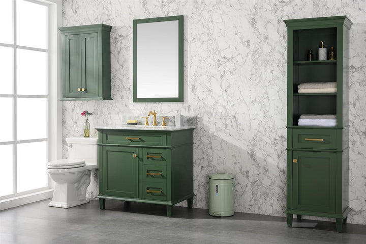 Legion Furniture WLF2236 Series 36” Single Sink Vanity in Vogue Green with Carrara Marble White Top
