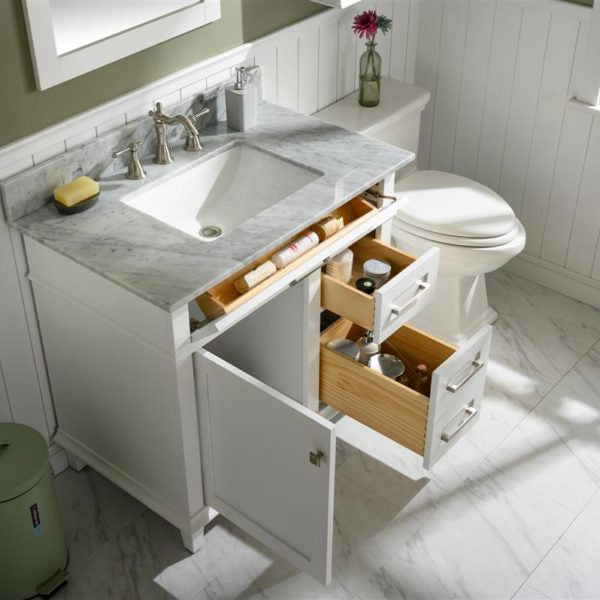Legion Furniture 36" White Finish Sink Vanity Cabinet with Carrara White Top - WLF2236-W