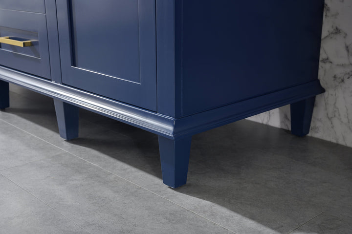 Legion Furniture WLF2254 Series 54” Double Sink Vanity in Blue with Carrara Marble White Top