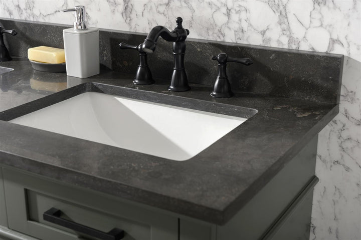 Legion Furniture WLF2254 Series 54” Double Sink Vanity in Pewter Green with Blue Limestone Top