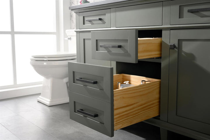 Legion Furniture WLF2254 Series 54” Double Sink Vanity in Pewter Green with Blue Limestone Top