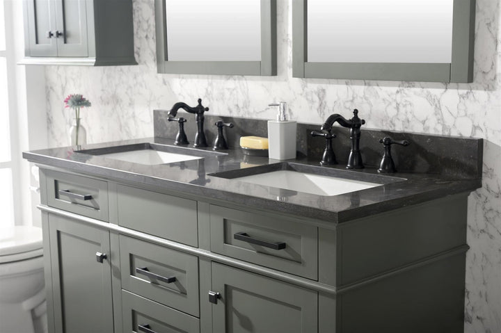 Legion Furniture WLF2254 Series 54” Double Sink Vanity in Pewter Green with Blue Limestone Top