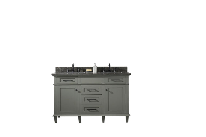 Legion Furniture WLF2254 Series 54” Double Sink Vanity in Pewter Green with Blue Limestone Top