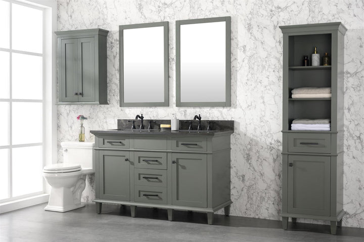 Legion Furniture WLF2254 Series 54” Double Sink Vanity in Pewter Green with Blue Limestone Top
