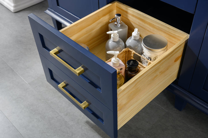 Legion Furniture WV2260 Series 60” Double Sink Vanity in Blue with Carrara Marble White Top