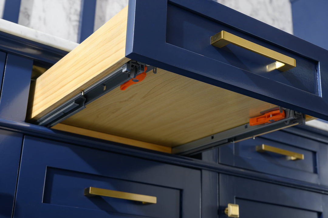 Legion Furniture WV2260 Series 60” Double Sink Vanity in Blue with Carrara Marble White Top