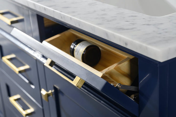 Legion Furniture WV2260 Series 60” Double Sink Vanity in Blue with Carrara Marble White Top