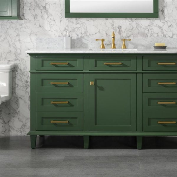 60" Vogue Green Finish Single Sink Vanity Cabinet with Carrara White Top - WLF2260S-VG