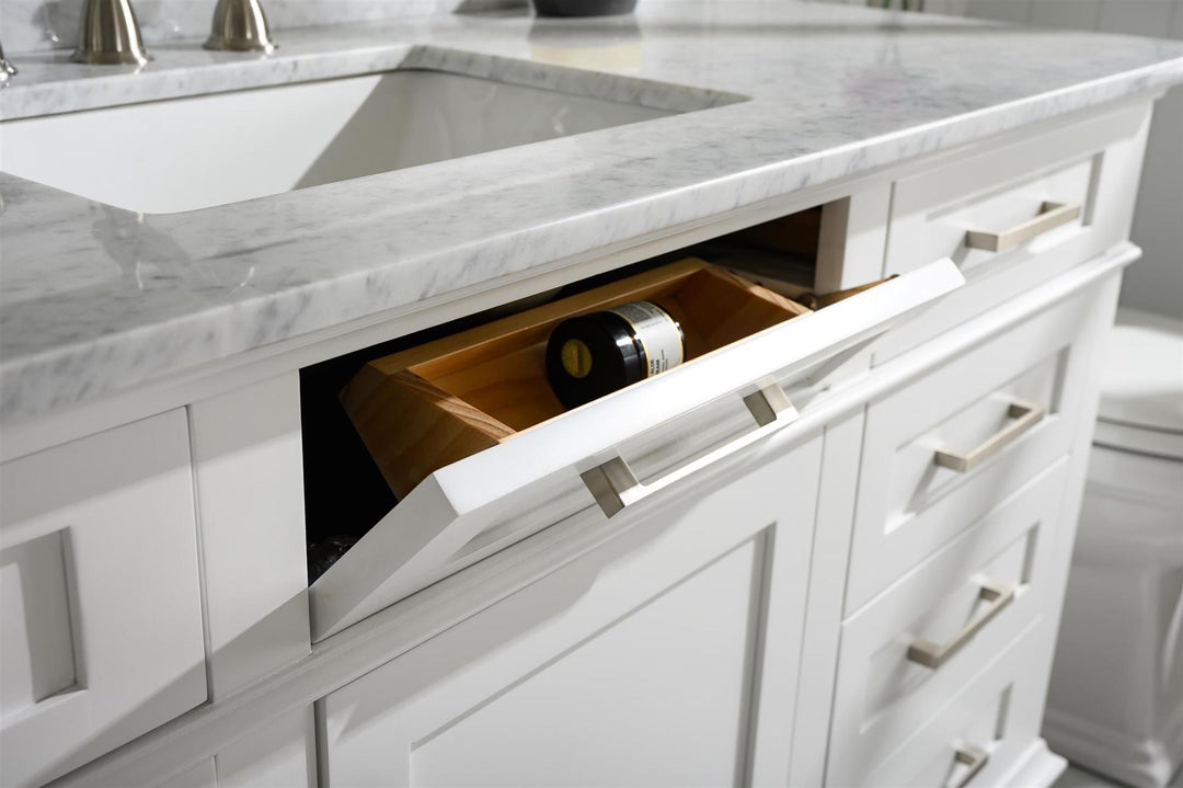 Legion Furniture WLF2260 Series 60" Single Sink Vanity in White with Carrara Marble White Top