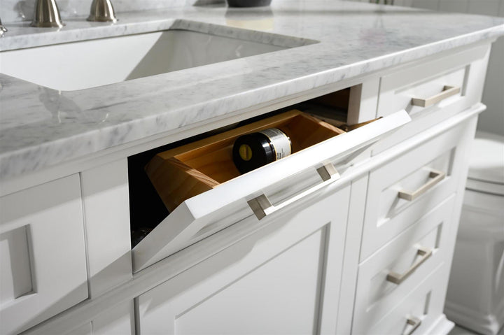 Legion Furniture WLF2260 Series 60" Single Sink Vanity in White with Carrara Marble White Top