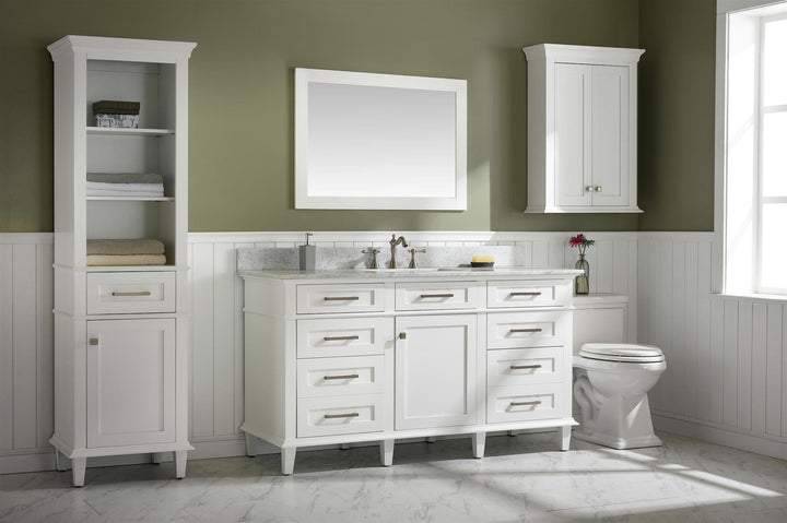 Legion Furniture WLF2260 Series 60" Single Sink Vanity in White with Carrara Marble White Top