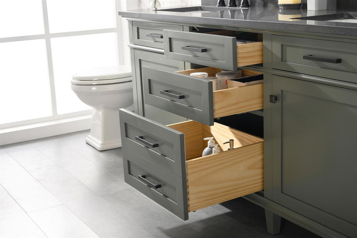 Legion Furniture WLF2272 Series 72” Double Sink Vanity in Pewter Green with Blue Limestone Top