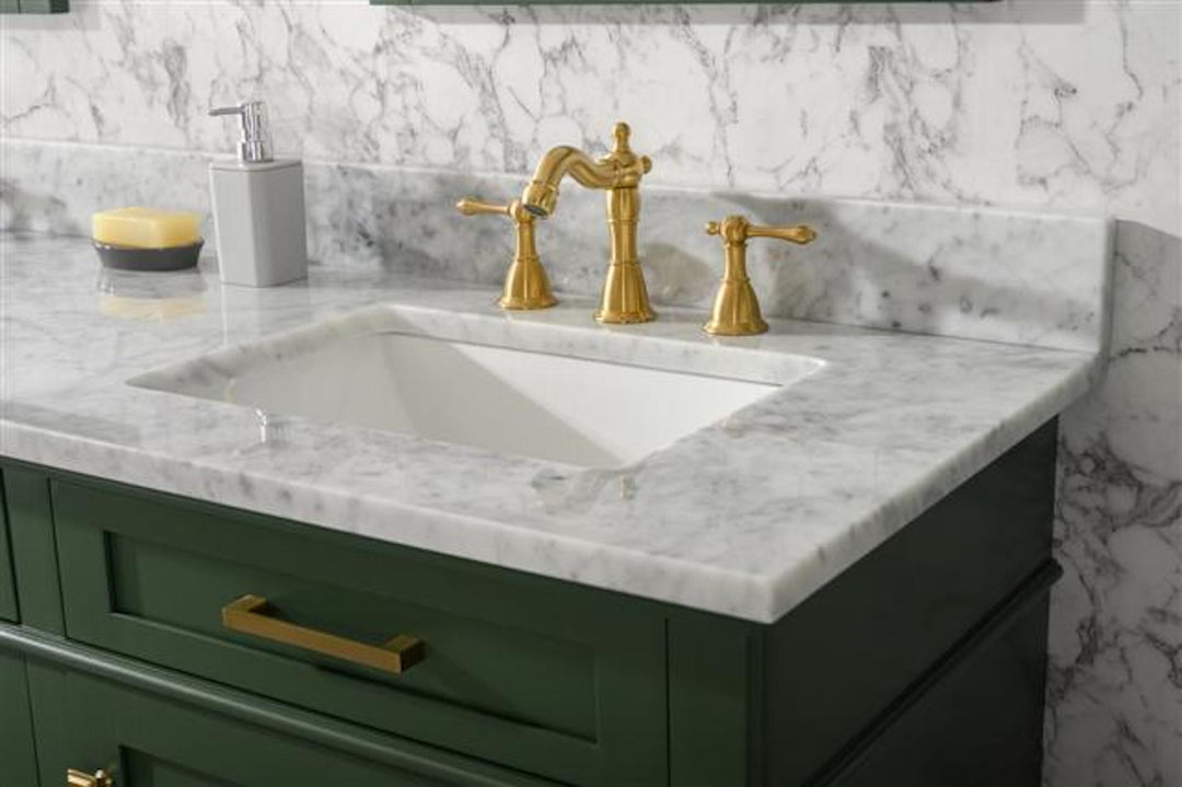 Legion Furniture WLF2272 Series 72” Double Sink Vanity in Vogue Green with Carrara Marble White Top