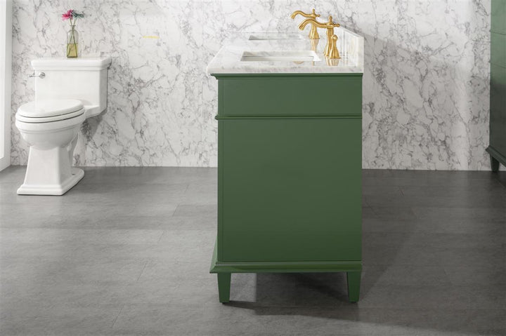 Legion Furniture WLF2272 Series 72” Double Sink Vanity in Vogue Green with Carrara Marble White Top