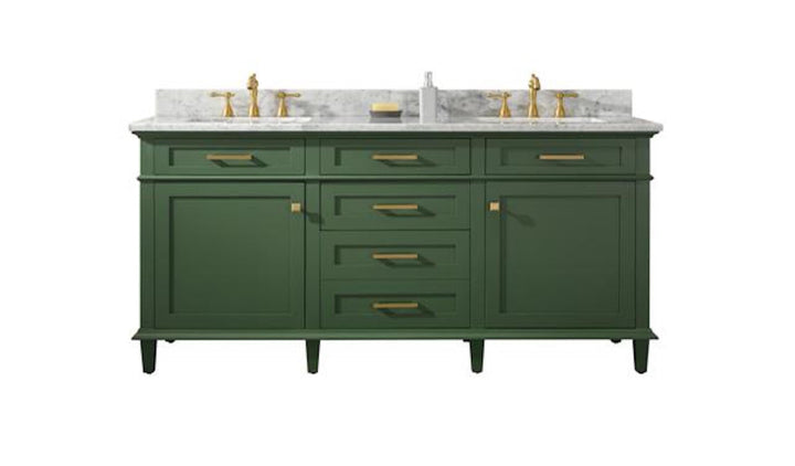 Legion Furniture WLF2272 Series 72” Double Sink Vanity in Vogue Green with Carrara Marble White Top