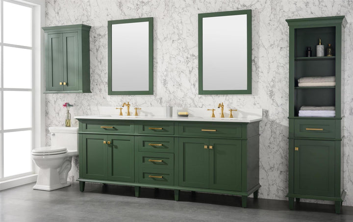 Legion Furniture WLF2280 Series 80” Double Sink Vanity in Vogue Green with Carrara Marble White Top