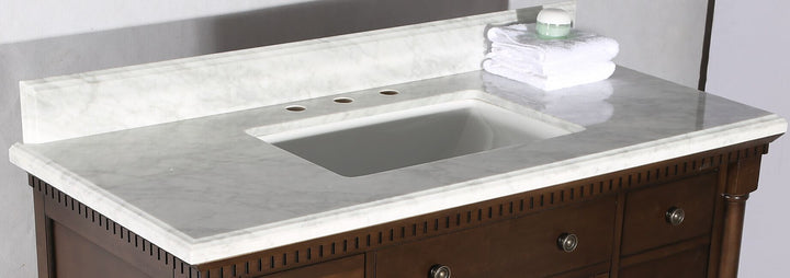 Legion Furniture WLF6036 Series 48” Single Sink Vanity in Antique Coffee with Carrara Marble White Top