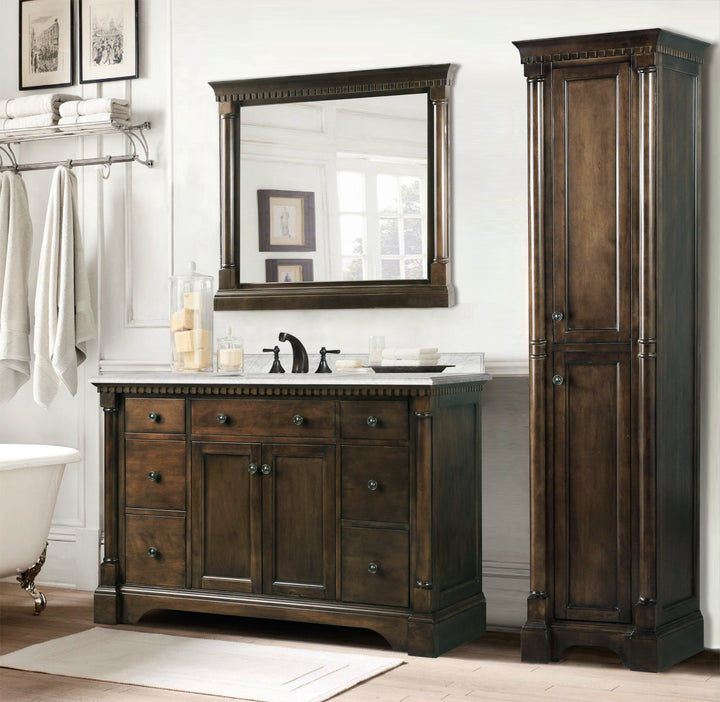 Legion Furniture WLF6036 Series 48” Single Sink Vanity in Antique Coffee with Carrara Marble White Top