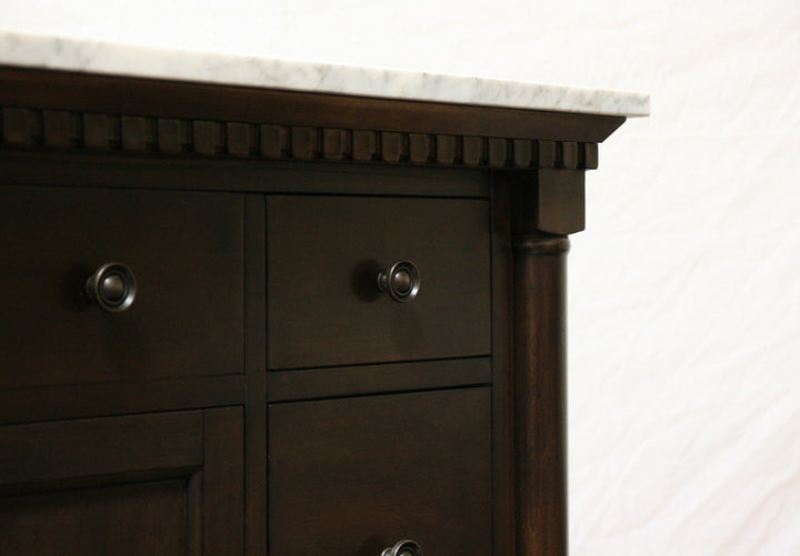 Legion Furniture WLF6036 Series 48” Single Sink Vanity in Antique Coffee with Carrara Marble White Top