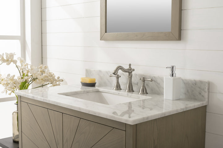 Legion Furniture WLF7040 Series 36” Single Sink Vanity in Antique Gray with Carrara Marble White Top