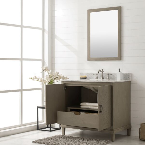 Legion Furniture 36" Antique Gray Oak Vanity with Carrara White Top WLF7040-36-AGO-CW
