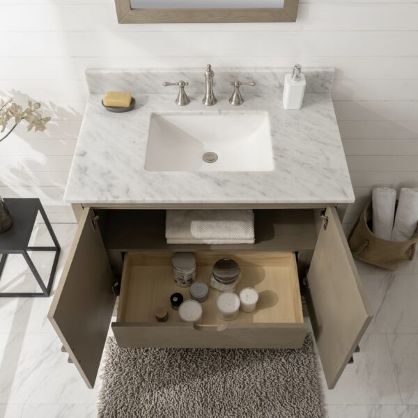 Legion Furniture 36" Antique Gray Oak Vanity with Carrara White Top WLF7040-36-AGO-CW