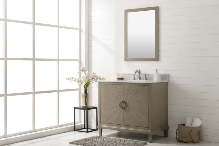 Legion Furniture WLF7040 Series 36” Single Sink Vanity in Antique Gray with Carrara Marble White Top
