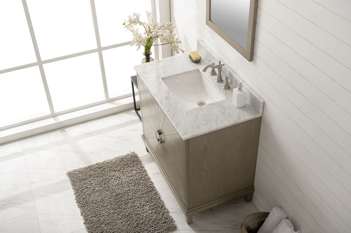 Legion Furniture WLF7040 Series 36” Single Sink Vanity in Antique Gray with Carrara Marble White Top