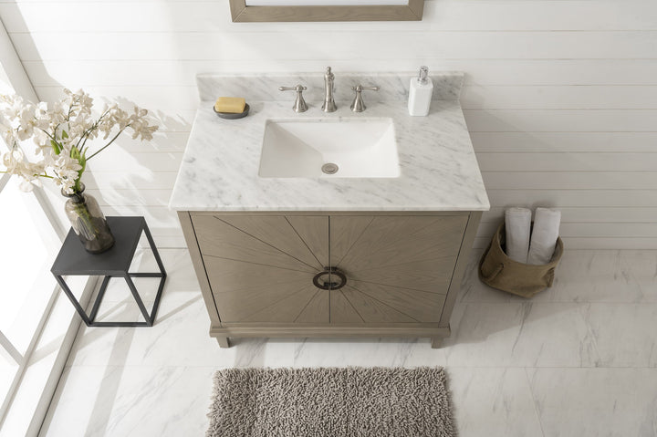 Legion Furniture WLF7040 Series 36” Single Sink Vanity in Antique Gray with Carrara Marble White Top