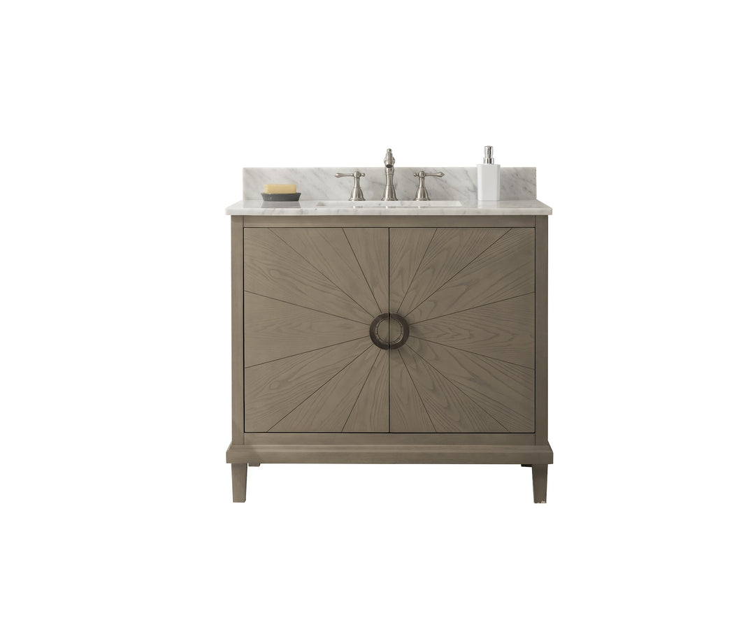 Legion Furniture WLF7040 Series 36” Single Sink Vanity in Antique Gray with Carrara Marble White Top
