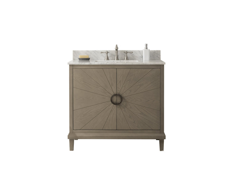 Legion Furniture WLF7040 Series 36” Single Sink Vanity in Antique Gray with Carrara Marble White Top