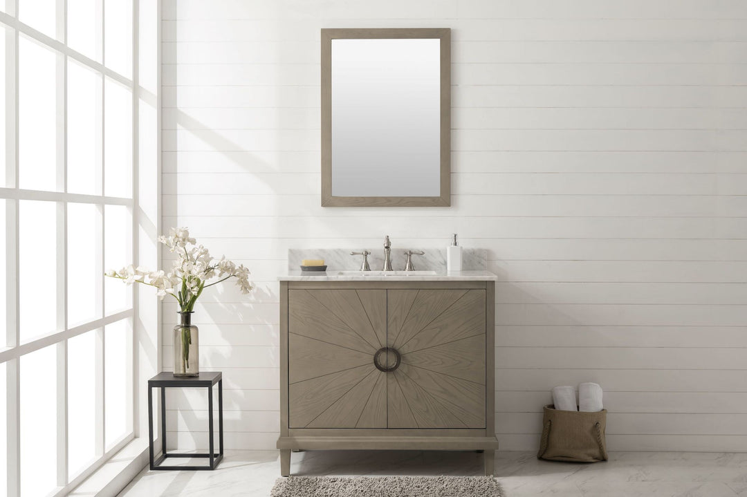 Legion Furniture WLF7040 Series 36” Single Sink Vanity in Antique Gray with Carrara Marble White Top