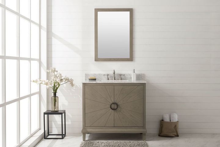 Legion Furniture WLF7040 Series 36” Single Sink Vanity in Antique Gray with Carrara Marble White Top